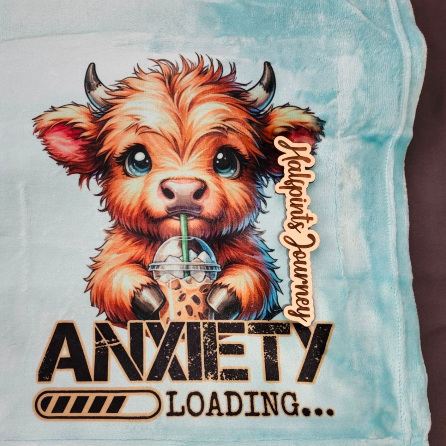 Anxiety Loading Highland Cow Fleece Blanket | 50x60 Funny Rustic Throw