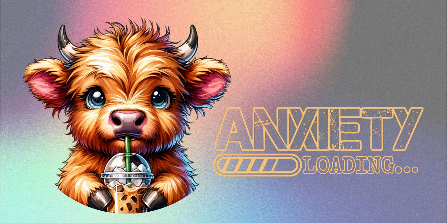 License plate-Anxiety Loading Highland Cow