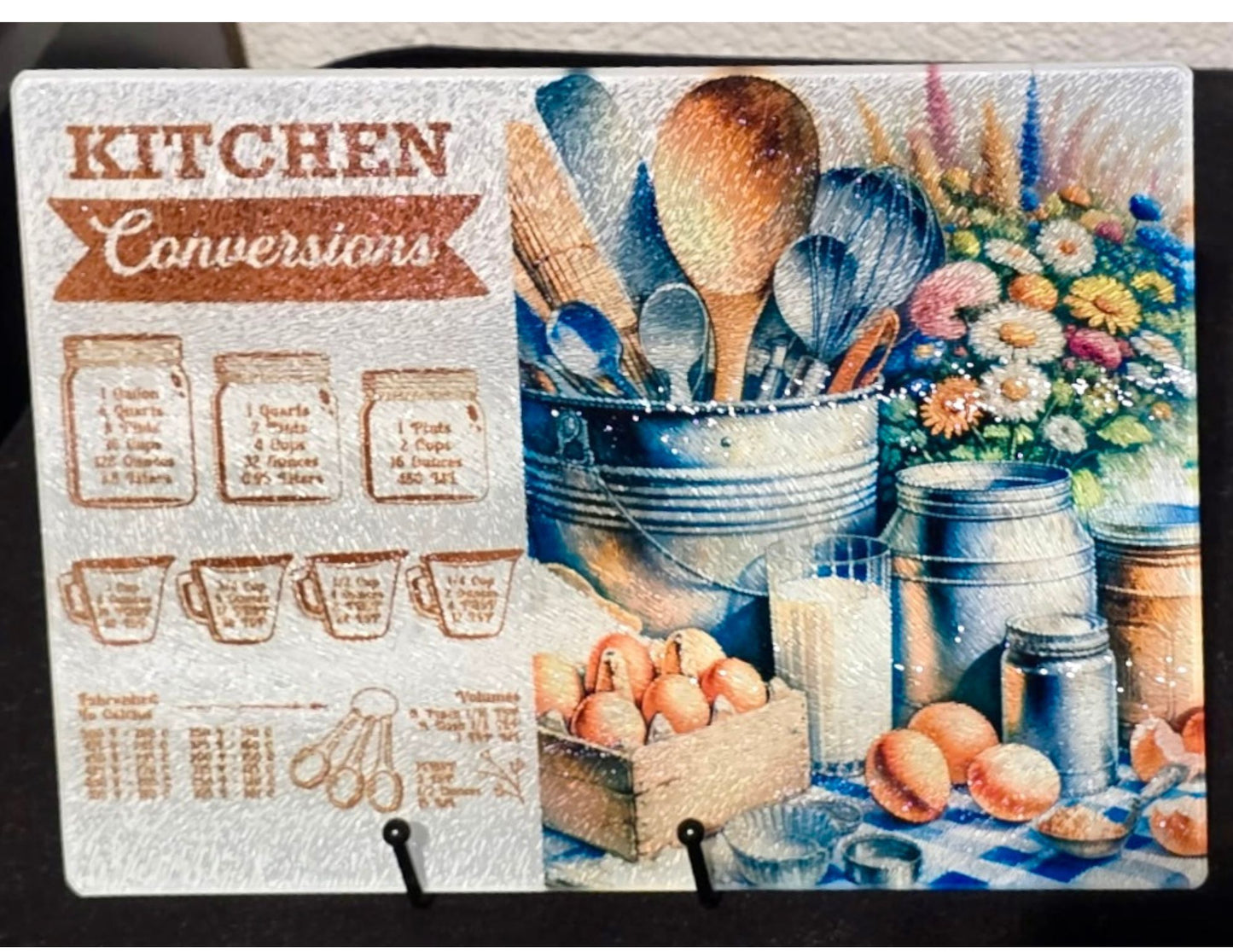 Kitchen Conversion Glass Cutting Board | Measurement Chart Cooking Tools