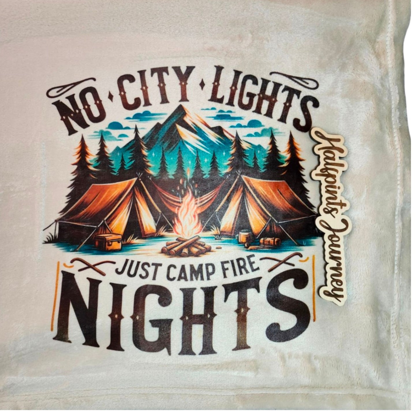 No City Lights Just Campfire Nights Fleece Blanket | 50x60 Camping Throw