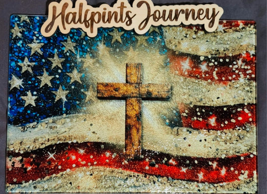 Glass Cutting Board-American Cross