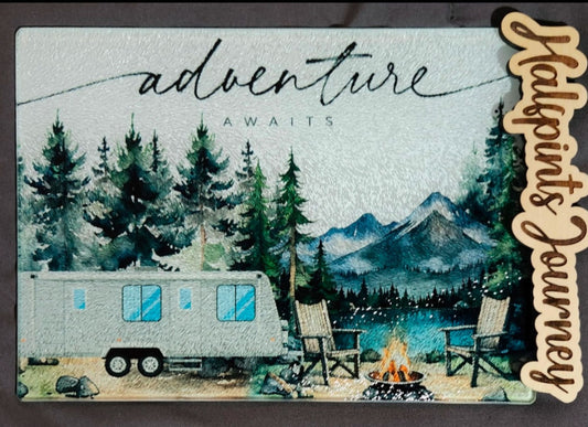 Glass Cutting Board-Adventure Awaits