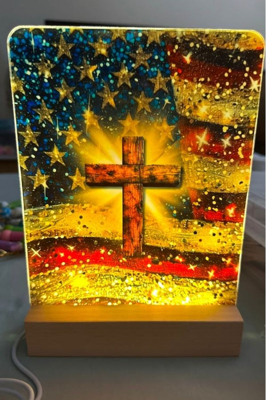 LED Sublimation Photo Night Light American Cross