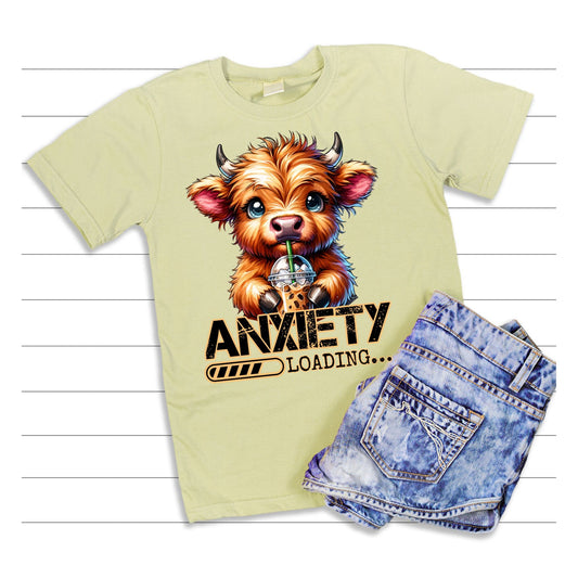 Anxiety Loading Highland Cow T-Shirt