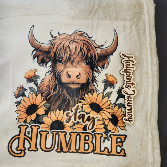 Humble Highland Cow 50x60 Fleece Blanket | Cozy Sublimation Throw Blanket for All Seasons