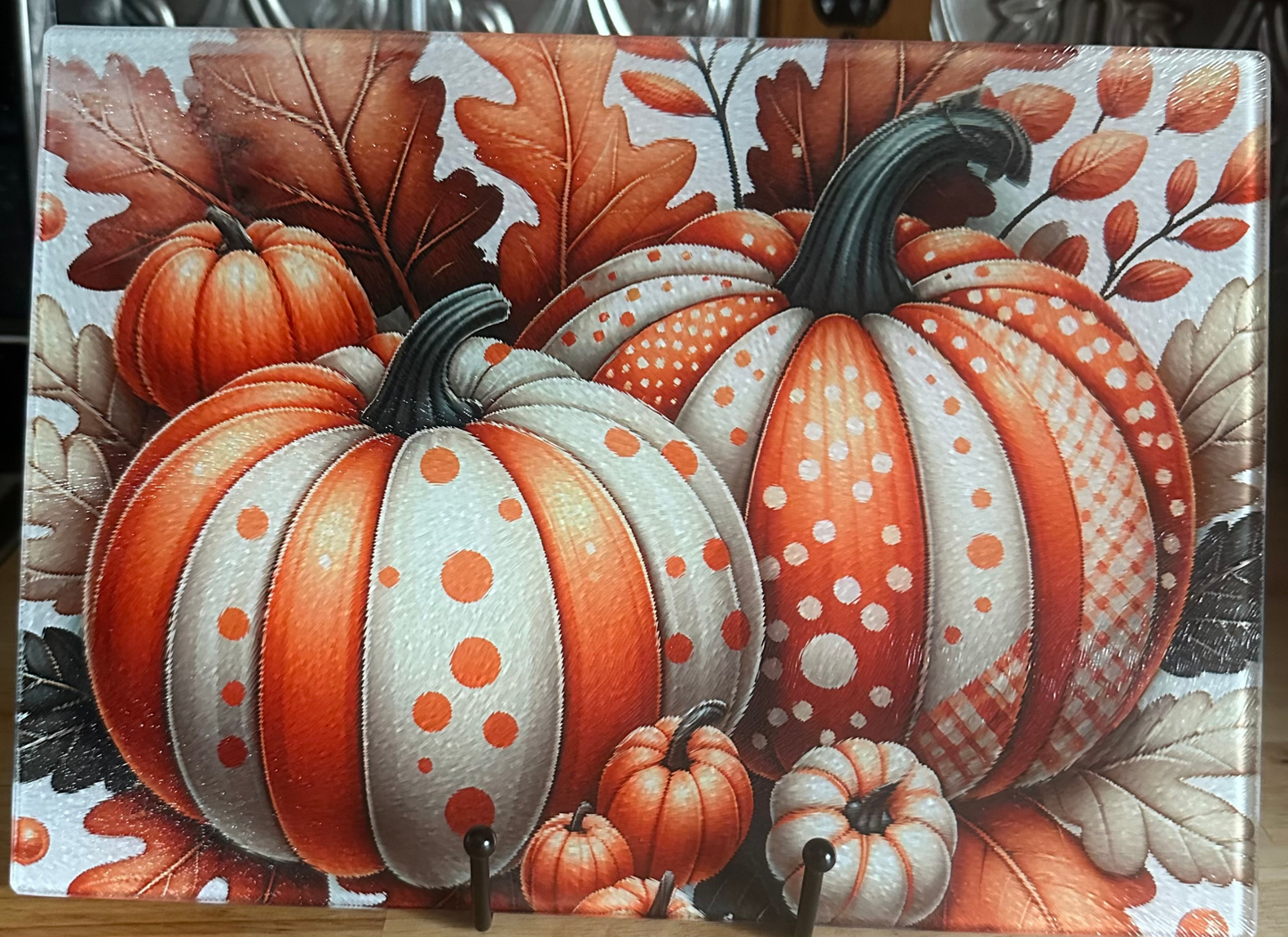 Pumpkin Duo Glass Cutting Board | Fall Sublimation Kitchen Decor